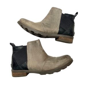 SOREL Ankle Boots Emelie Chelsea Waterproof Leather Slip On Quarry Size 10.5